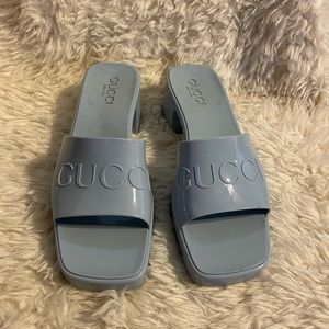Gucci Rubber Logo Platform Slide Sandal